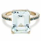 2ct Lab-Created Blue Aquamarine Engagement Ring Solitaire Yellow Gold Plated