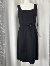 S.Oliver Black Mid Length Belted Pencil Dress Women’s Size 10