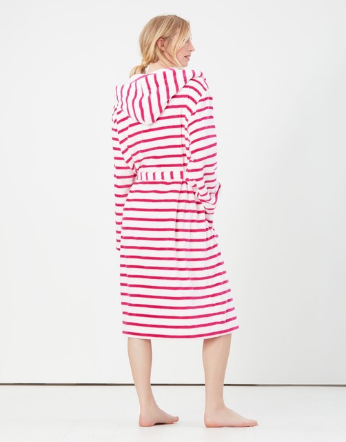 Joules Womens Rita Dressing Gown Pink Cream Stripe, S/M for sale