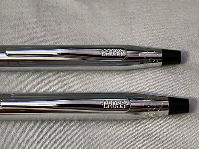どこのブランドか不明のペンです Genuine CROSS Made In USA Silver Ballpoint Pen and Pencil Writing