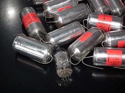 Two vintage NOS Polystyrene Capacitors 0.1mfd / 630V Siemens Klangfilm Hi End - Picture 5 of 11