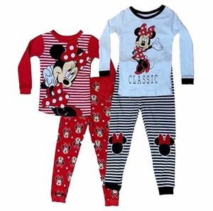 Disney Girls Minnie Mouse 4 Piece Cotton Pajama Set 3t Classic Stripes Ebay