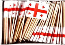 Box of 100 Georgia Republic Toothpick Flags, 100 Small Mini Flag Cupcake Picks