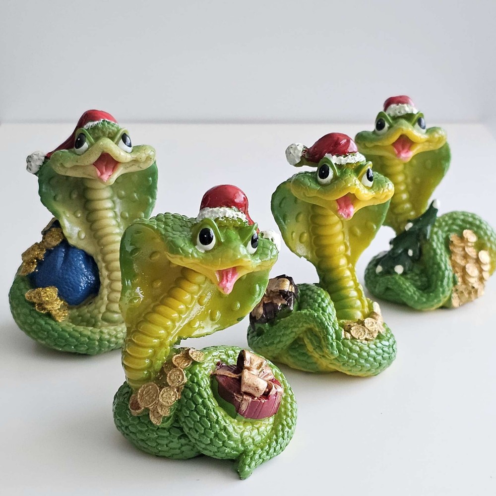 Set of 4 Snake Figurines - New Year 2025 Decor, 3.25