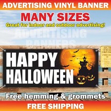 HAPPY HALLOWEEN Advertising Banner Vinyl Sign Pumpkin Decor Costume Masquerade