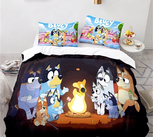 Bluey Set Copripiumino 3D 2/3pz Set Biancheria da Letto Federe Singolo Matrimoniale King Regali - Foto 5 di 31