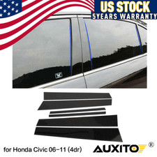 Window Pillar Posts Molding Black Cover Door Trims For Honda Civic Sedan 2006-11