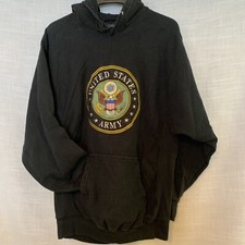 United States Army Hoodie Men's L Black Heavy Weight Logo Embroidered