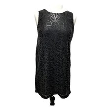 Anthopologie Anna Sui Dress Size 2 Sleeveless Lace Black Sequined Shimmer Mini