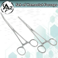 2 Fishing Hook Remover Hemostat Locking Forceps Pliers 6.25" CURVED+STRAIGHT 