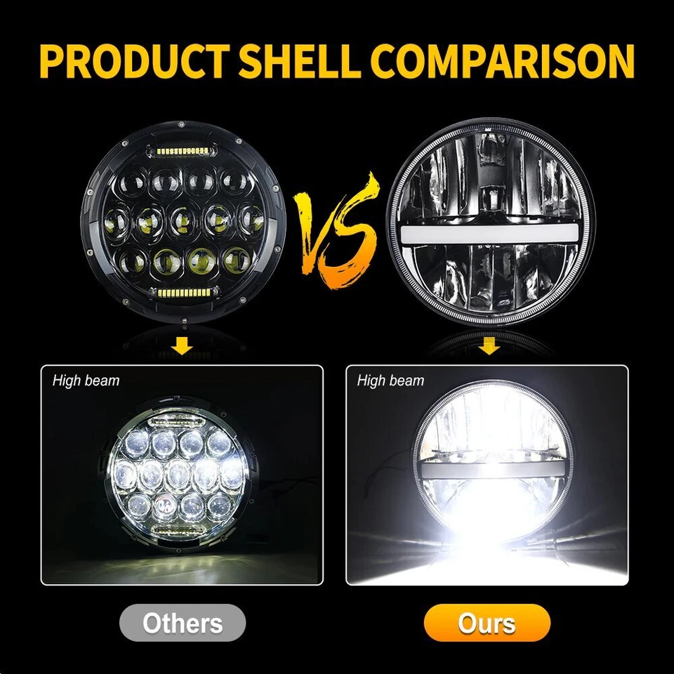 Par de faros LED redondos de 7 pulgadas con intermitente DRL para camioneta Chevy 1947-1957 Foto 3 de 4