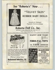 1947 PAPER AD Roberta's Doll Co Velvet Skin Rubber Baby Dolls
