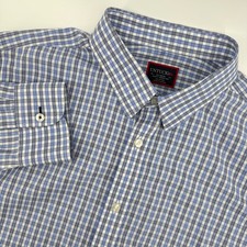 UNTUCKit Men's XL Blue White Gingham Check Slim Fit Cotton Button Up Shirt