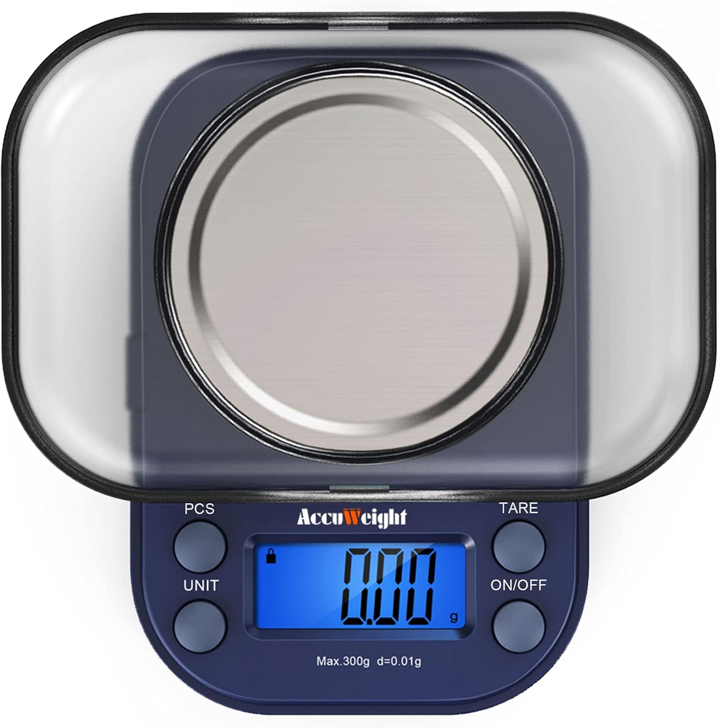Blue 300G LCD Mini Precision Scale, Stainless Steel, 0.01G, Multifunctional, Por