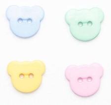 Novelty buttons Bear heads 15mm 2 hole in white baby / children - Boy / Girl