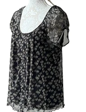 Marks & Spencer  Black Mix Print ~ Short Sleeve  Top/Blouse ~ Size-12