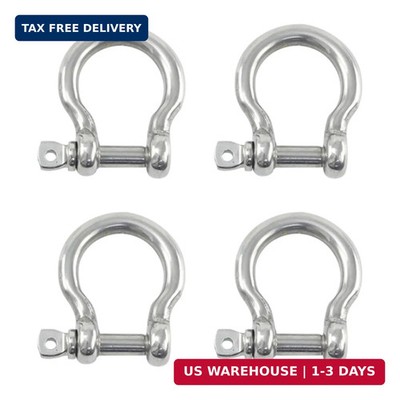 4 Packs 304 Stainless Steel Bow Shackles - Heavy Duty D Ring Shackle with Screw