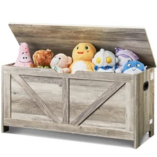 Uimoso Kids Toy Storage Bench Wooden Toy Box Chest 38.98 x 15.55 x 18.9 in Gray