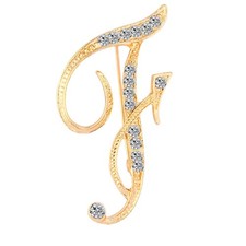 Letter Brooch Pins Initial Rhinestone Brooch for Crafts Gold F
