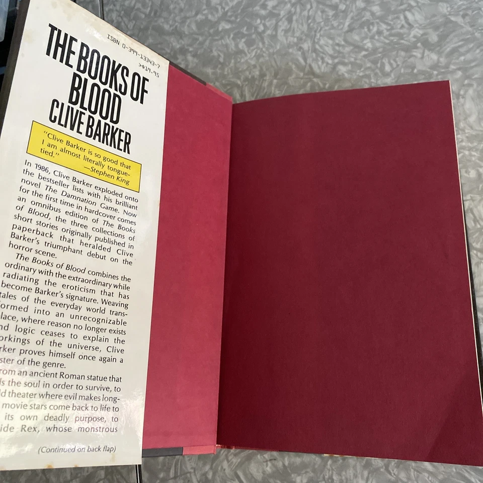 Books of Blood Clive Barker 1988 Vtg Hardcover First American Edition 1st Print Foto 3 de 4