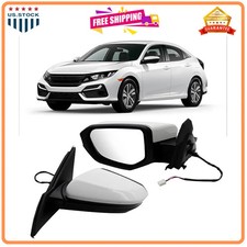 Left Side Mirror for 2016-2021 Honda Civic Power Non-Heated Manual Fold White