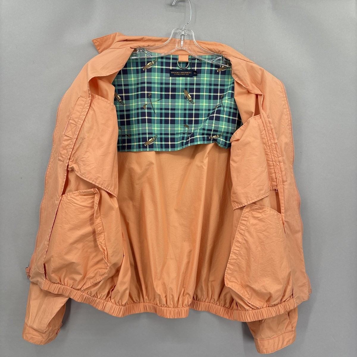 Vintage Brooks Brothers Jacket Mens XL Peach Orange Harrington