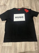 Hugo Boss Men's Short Sleeve Black Tshirt With White HUGO. Size Small. BNWT