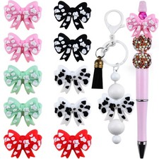 3D Silicone Focal Beads for Keychain Making, 10 PCS Bow Shaped Beads for Pen, Si