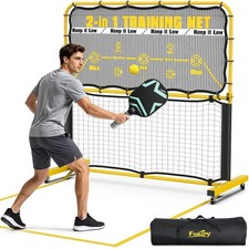 Fostoy Pickleball Rebounder Practice Net with Wheel, 6FT, Black Yellow