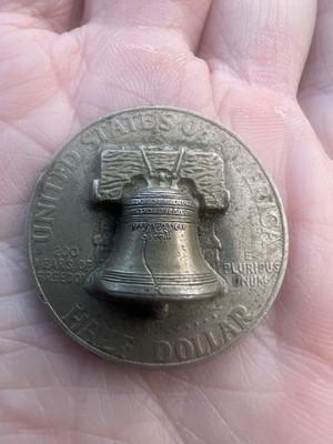 1976 Bicentennial JFK Half Dollar with Liberty Bell High-Relief Pop-Out Exonumia