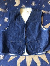 Vintage 80s Carhartt Blue Denim Vest Men's XXL Sherpa Lined Made In USA