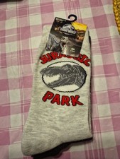 2 Pair Jurassic Park Unisex Adult Crew Socks - Size 6.5 - 12 NWT