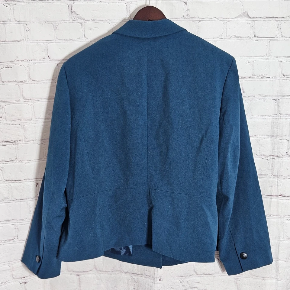 Nine West Womens 22W Teal Blazer One Button Front Lined Career Work Jacket Suit - Image 3 of 4