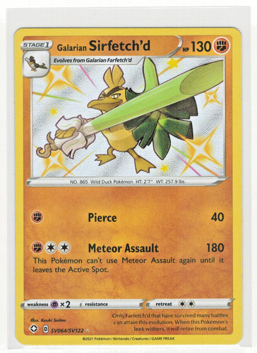 Pokemon Galarian Sirfetch'd SV064/SV122 Holo Shining Fates Shiny Vault (NM)