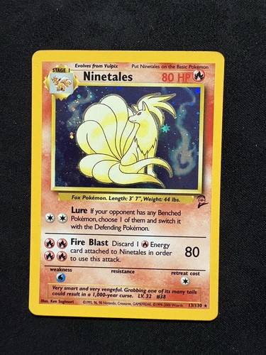 Pokémon TCG Ninetales Holo Unlimited Holo Rare Card Base Set 2 13/130 LP