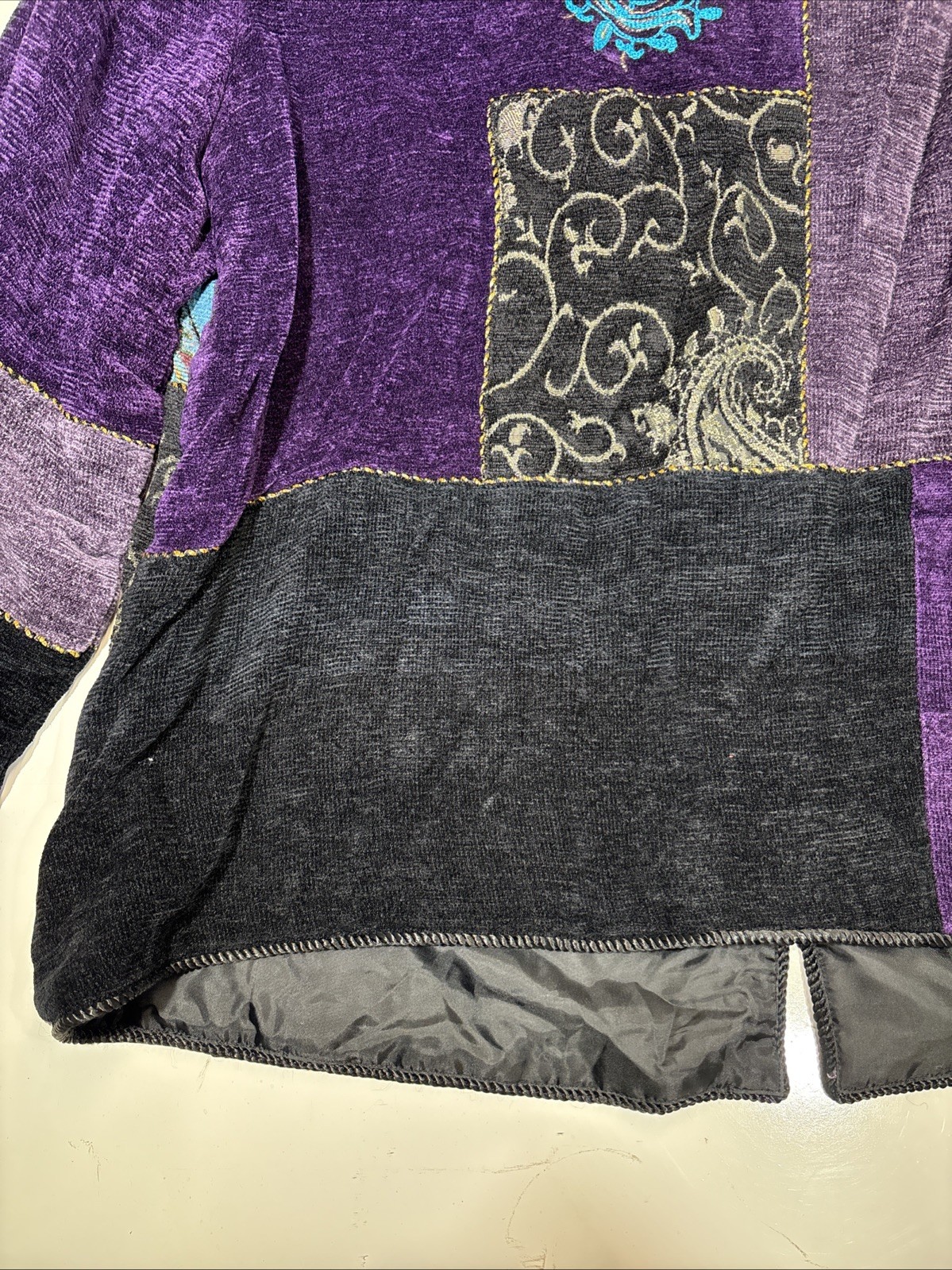 Indigo Moon Jacket Patchwork Embroidered Purple B… - image 15