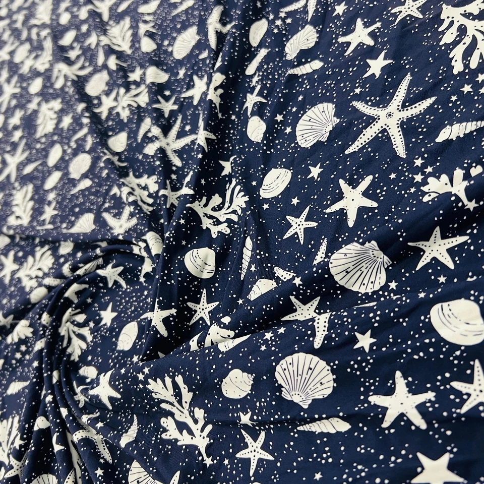 Spandex Fabric Clam Shell and Starfish print Stretch 60" wide Swimsuit By Yard - Image 4 of 4