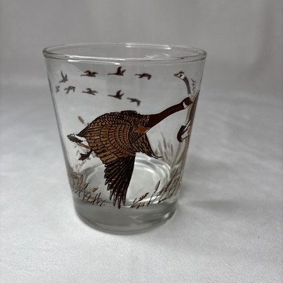 Vintage Libbey Canadian Geese Hunting Lodge Bar Whiskey Low Ball Glass