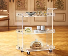 2319 Clear Acrylic Storage Rolling Cart,Mobile Bar Cart