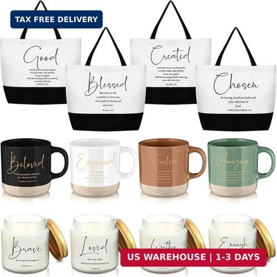 LemonRoad 12 Pcs Inspirational Christian Gift for Women Bulk Included 12oz Ceram