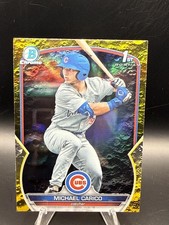 2023 Bowman Draft #BDC-170 Michael Carico Yellow Lunar Crater Refractor #/75