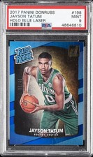 2017 PANINI DONRUSS HOLO BLUE LASER #198 JAYSON TATUM ROOKIE RC #/49 PSA 9