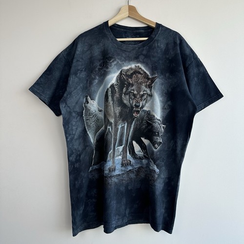 The Mountain Three Wolves Full Moon Graphic T-Shirt Size X-LARGE Wolf Print Top - Picture 6 of 8