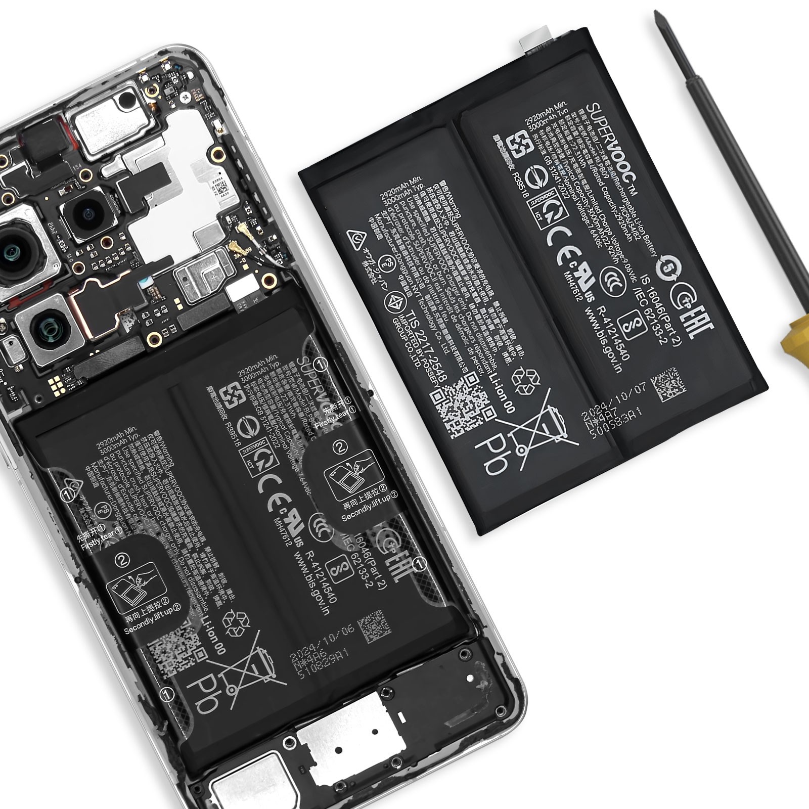 Batterie OnePlus 13 remplacement Clappio BLPB09 capacité interne 6000mAh - 3