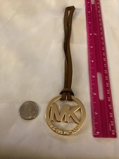 Michael Kors Gold Tone Bag Charm, Light Brown Leather Strap, Preowned