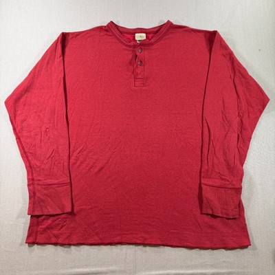 LL Bean Two Layer River Drivers Henley Shirt Mens XL Red Long Sleeve Wool