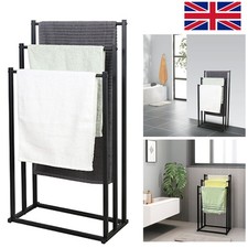 3 Tier Free Standing Towel Rail Stand Unit Rack Storage Bathroom Moveable Metal