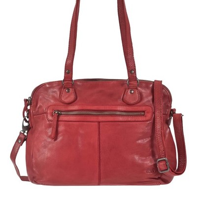 Bear Design Umhängetasche Leder Handtasche Damentasche 33x25cm rot