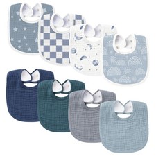 Muslin Baby Bibs Bandana Drool Cotton Soft Absorbent Teething Set 8 Pack
