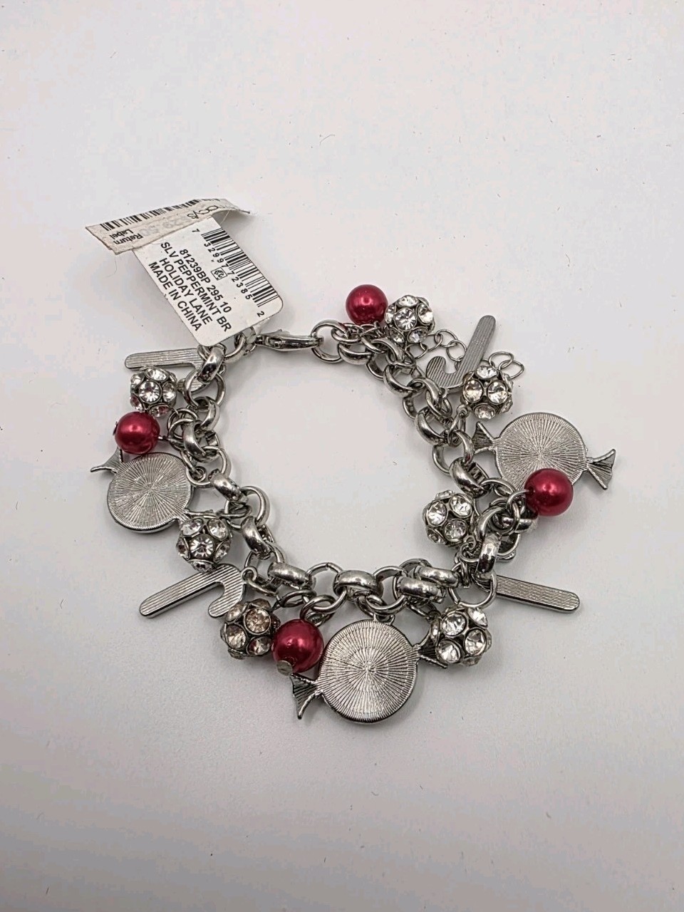 Macy's Christmas Themed Charm Bracelet With Peppermint Charms